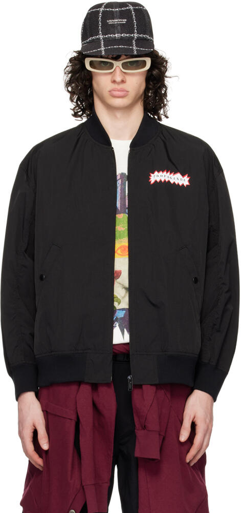 UNDERCOVER Black 'Propaganda Laboratories' Bomber Jacket Cover