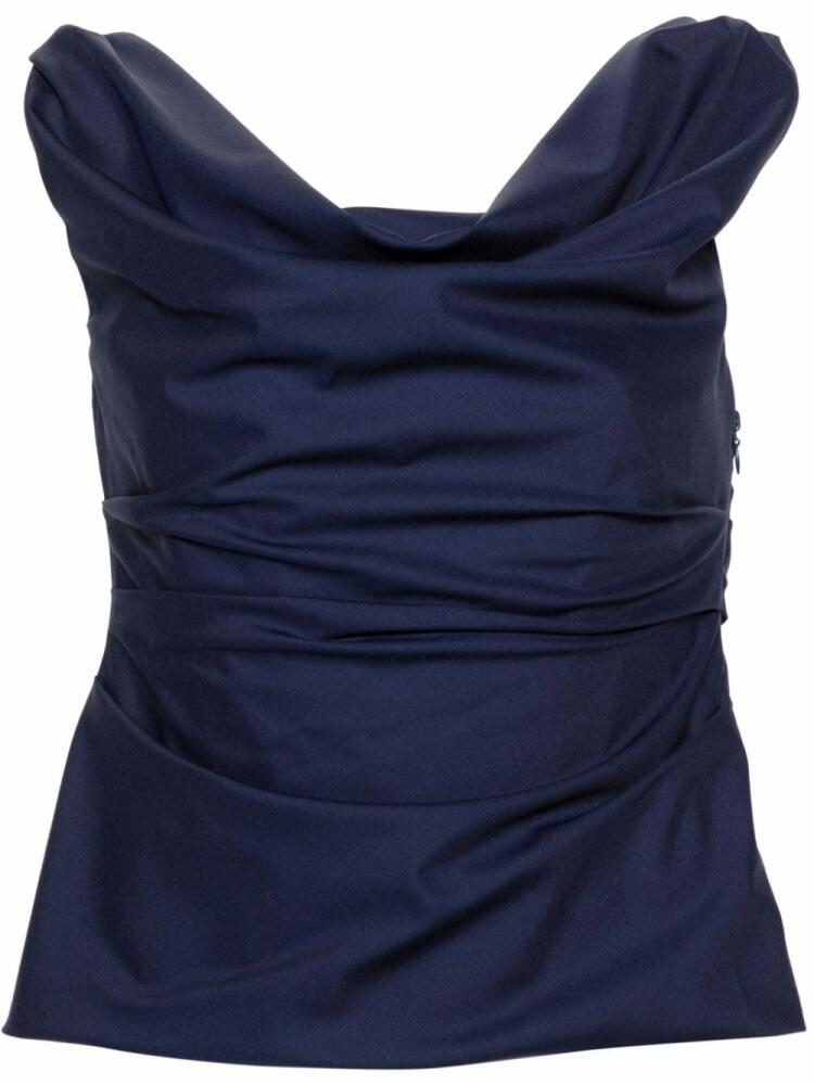 ARMARIUM draped sleeveless wool top - Blue Cover