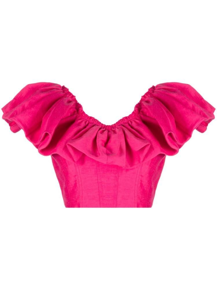 Aje Florence ruffled crop top - Pink Cover