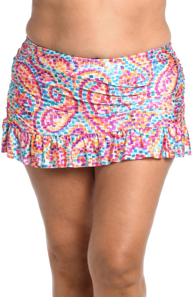 La Blanca Pebble Ruffle Cover-Up Skirt in Pink Multi Cover