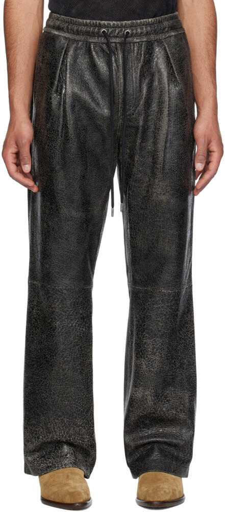 GUESS USA Black Drawstring Leather Pants Cover