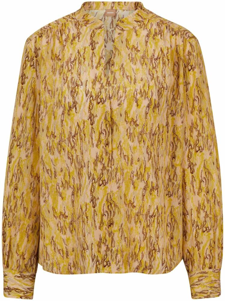 BOSS abstract-print silk shirt - Yellow Cover