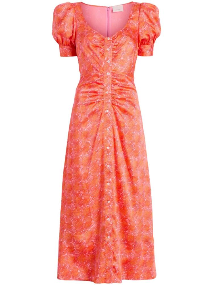 Cinq A Sept Ximena wave-print midi dress - Orange Cover