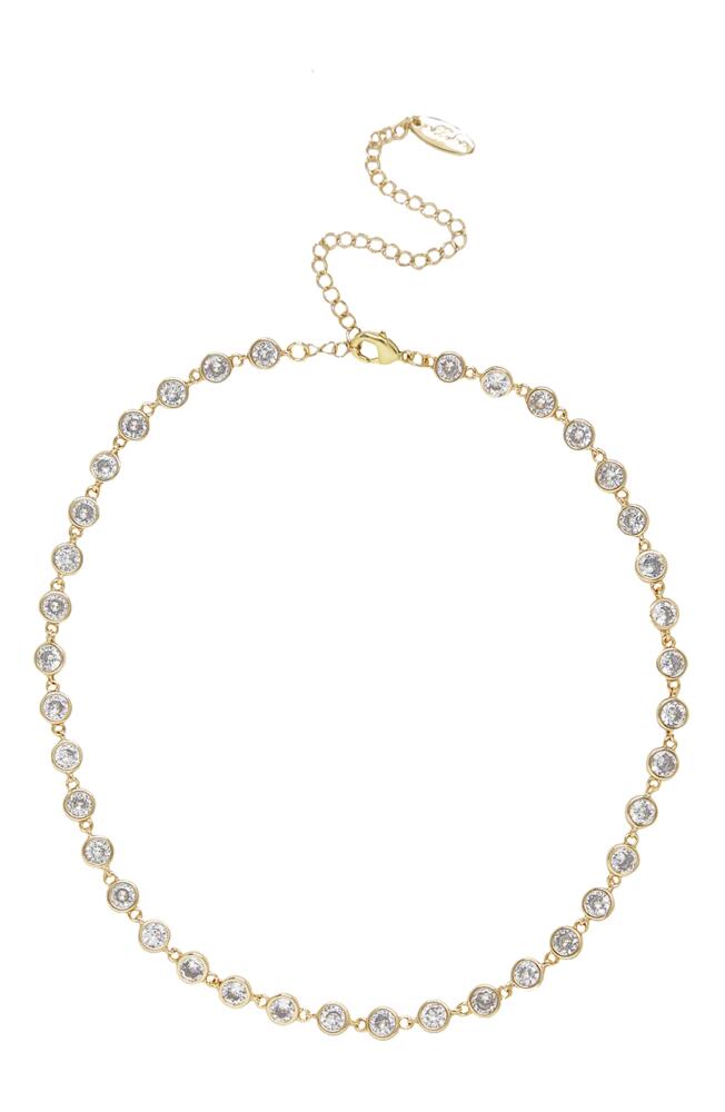 Ettika Cubic Zirconia Bezel Necklace in Gold Cover