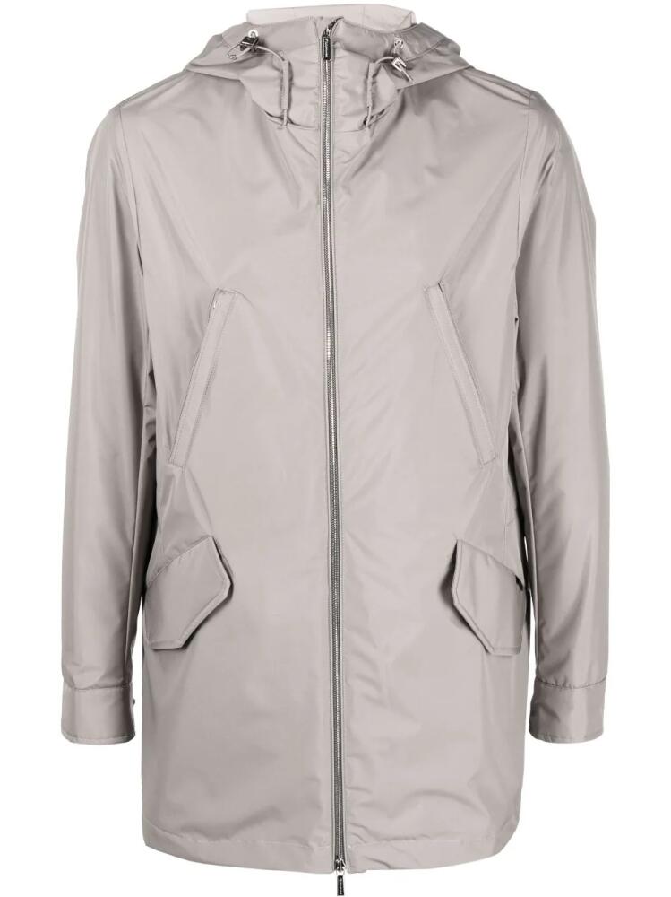 Moorer long-sleeve drawstring raincoat - Neutrals Cover