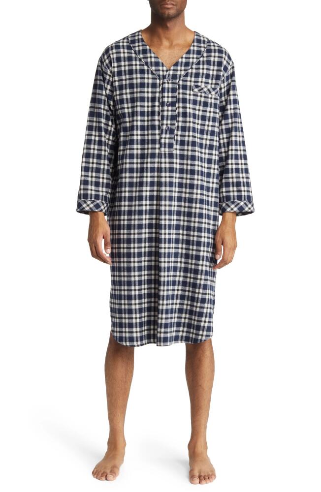 Majestic International Fireside Plaid Cotton Flannel Nightshirt in Dark Navy Cover