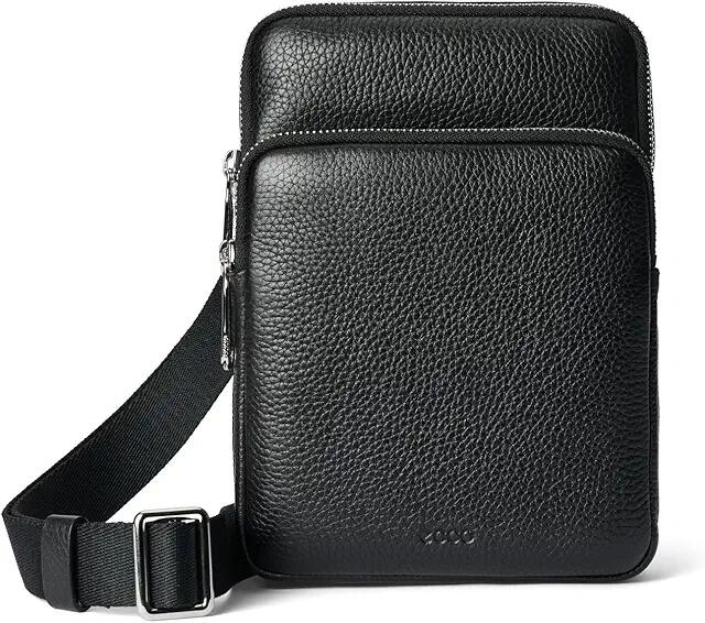 ECCO Flat Pouch (Black Pebbled Leather) Cross Body Handbags Cover