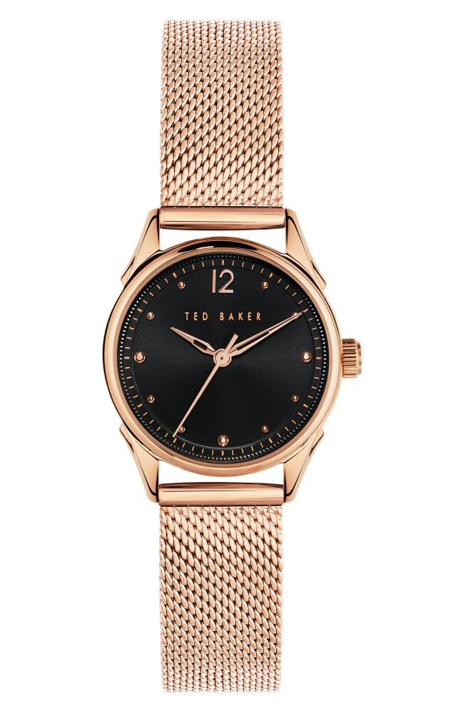 Ted Baker London Luchiaa Mesh Strap Watch, 27mm in Rose Gold/Black/Rose Gold Cover