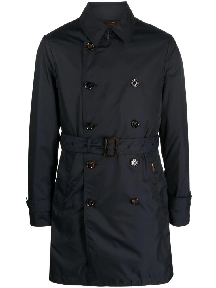 Moorer double-breasted belted trench coat - Blue Cover