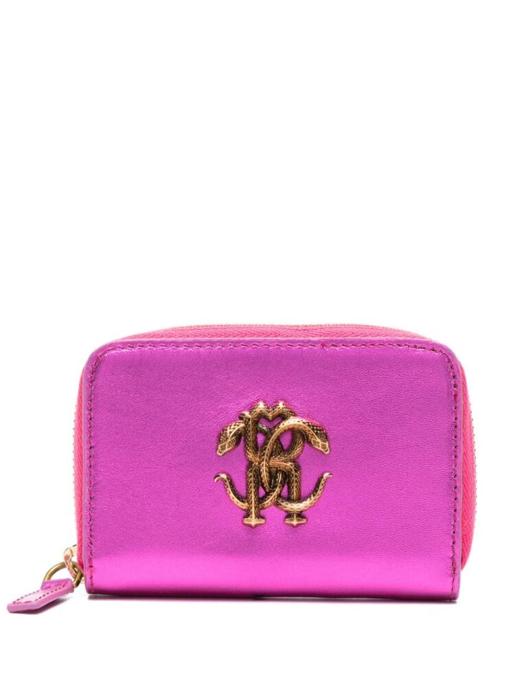 Roberto Cavalli monogram-plaque leather wallet - Pink Cover