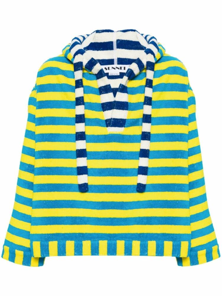 Sunnei striped cotton hoodie - Blue Cover