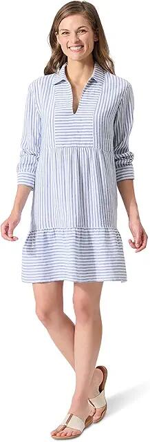 Tommy Bahama Stamped Lucia Stampedripe Collar Dress (Dark Sanibel Blue) Women's Dress Cover