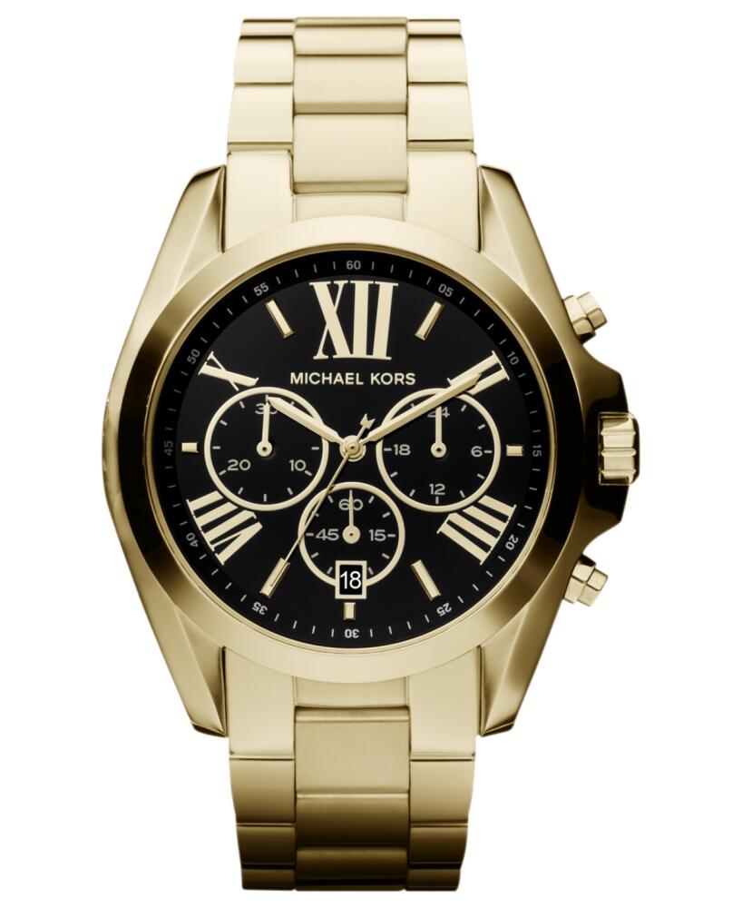 Michael Kors Unisex Chronograph Bradshaw Gold-Tone Stainless Steel Bracelet Watch 43mm MK5739 Cover