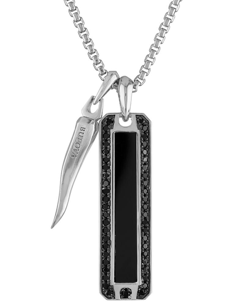 Bulova Men's Icon Black Onyx & Black Diamond (3/4 ct. t.w.) Pendant Necklace in Sterling Silver, 24" + 2" extender - Na Cover