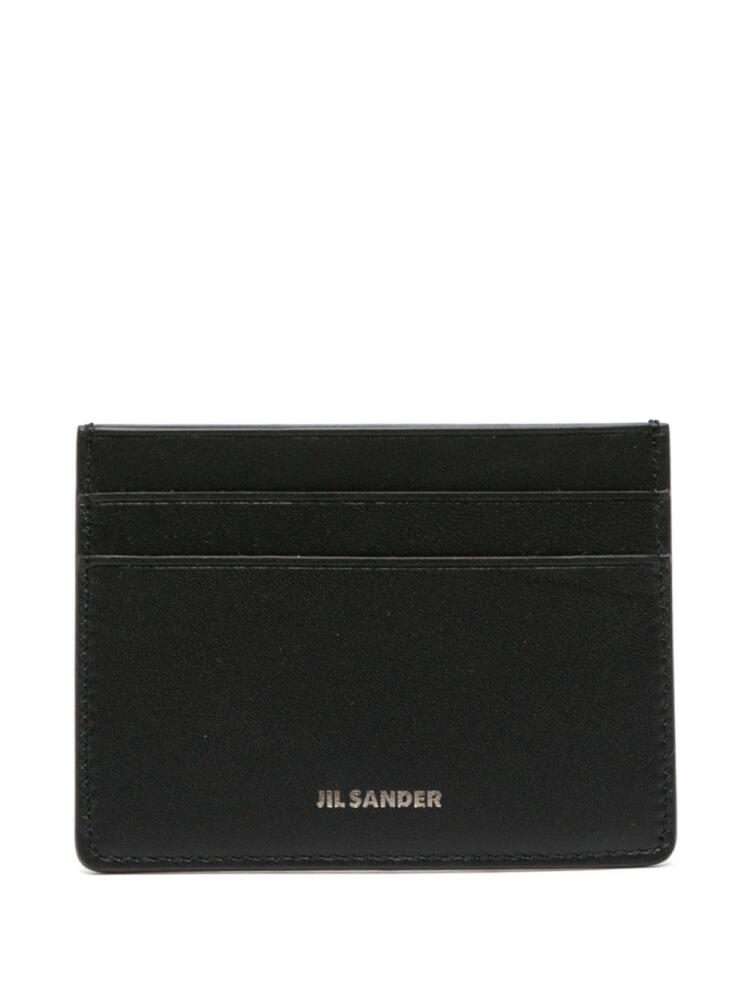 Jil Sander logo-stamp leather cardholder - Black Cover