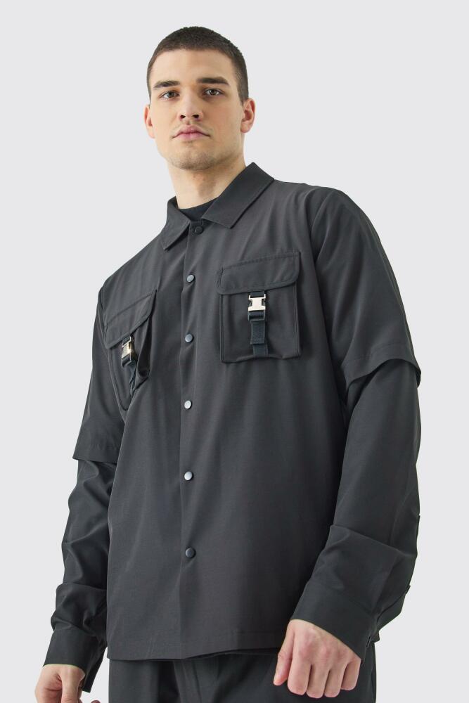 Mens Tall Technical Stretch Harrington Utility Jacket - Black Cover