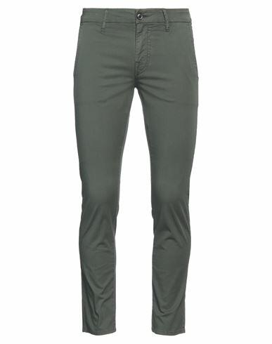 Guess Man Pants Dark green Cotton, Elastane Cover