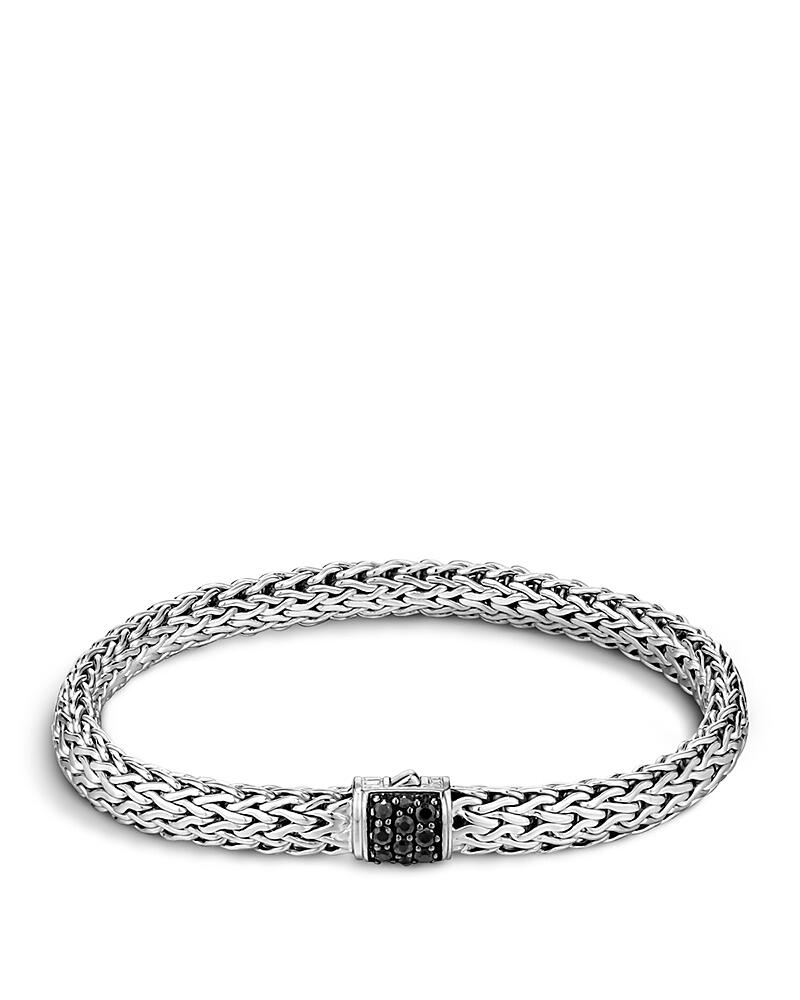 John Hardy Classic Chain Sterling Silver Lava Small Bracelet with Black Sapphire Cover