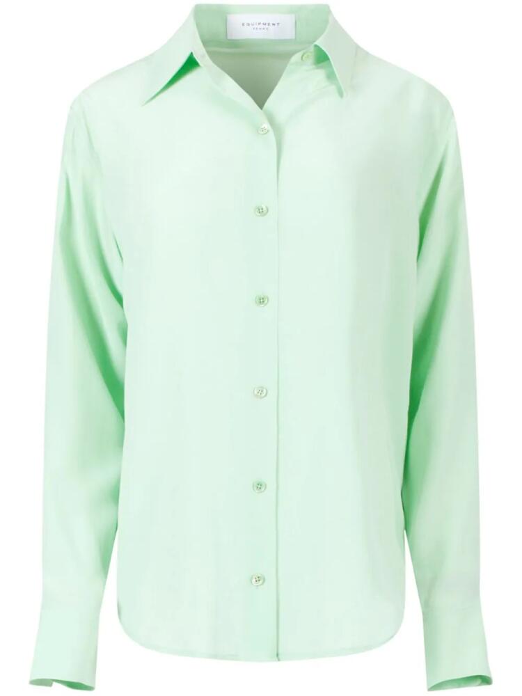 Equipment Essential long-sleeve silk shirt - Green Cover