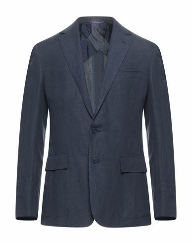 Ralph Lauren Purple Label Man Blazer Midnight blue Silk, Linen Cover