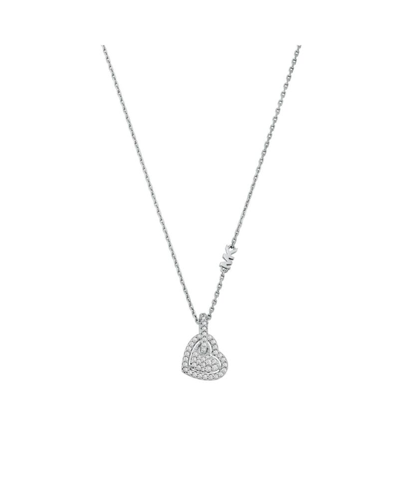 Michael Kors Sterling Silver Pave Heart Pendant Necklace - Silver Cover