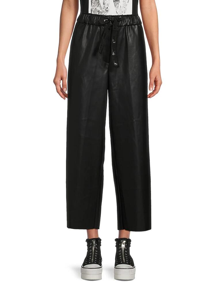 DKNY Women's Butter Faux Leather Cropped Pants - Black Cover