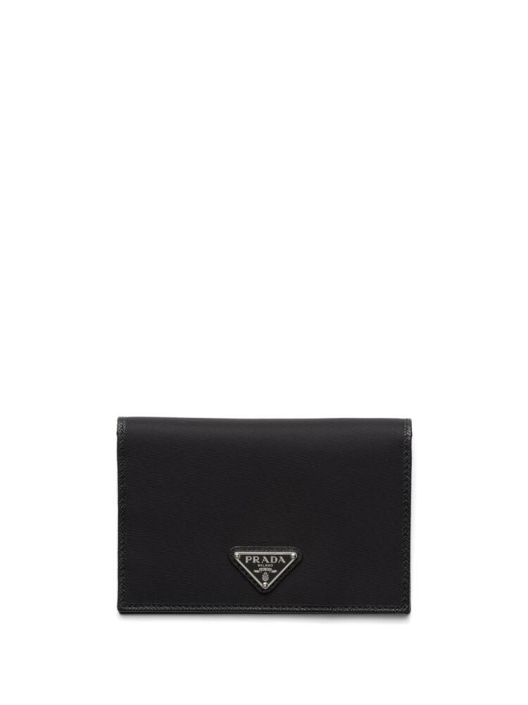 Prada Re-Nylon enamel-triangle logo wallet - Black Cover