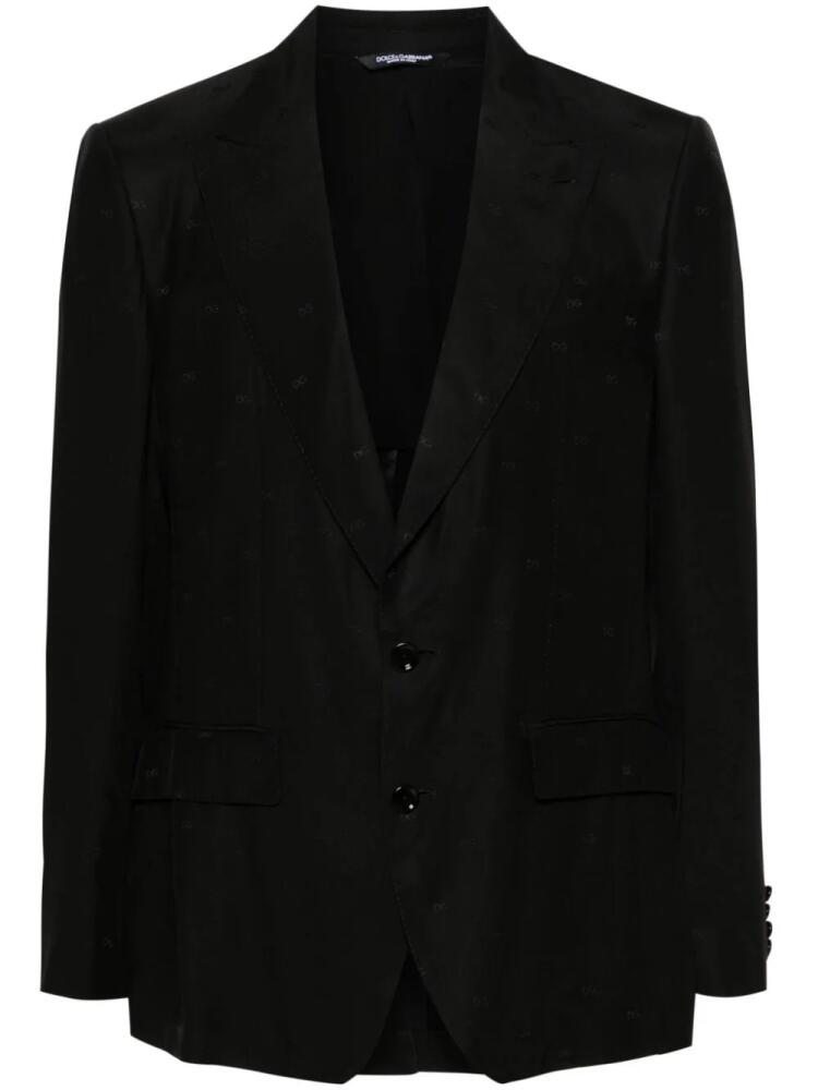 Dolce & Gabbana logo-jacquard silk blazer - Black Cover