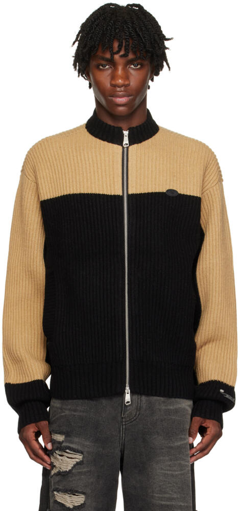 ADER error Black & Beige Two-Way Zip Sweater Cover