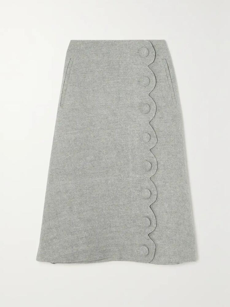 Lisa Marie Fernandez - + Net Sustain Scalloped Linen-blend Midi Skirt - Gray Cover