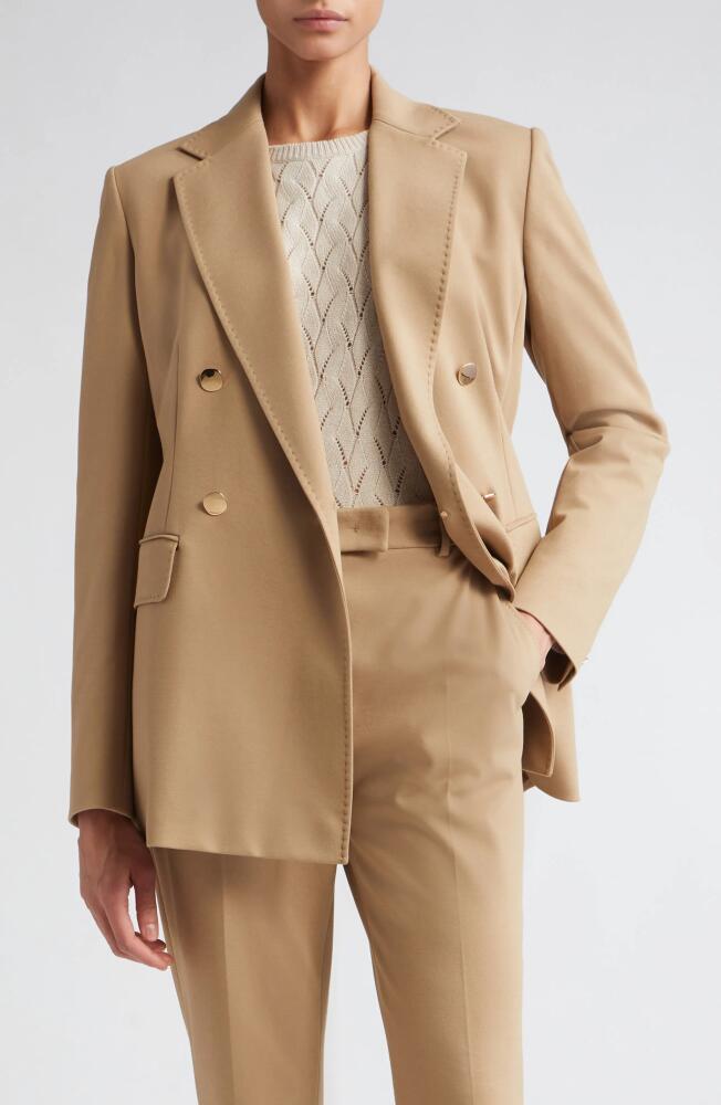 Max Mara Studio Tatiana Double Breasted Stretch Jersey Blazer in Camel Cover