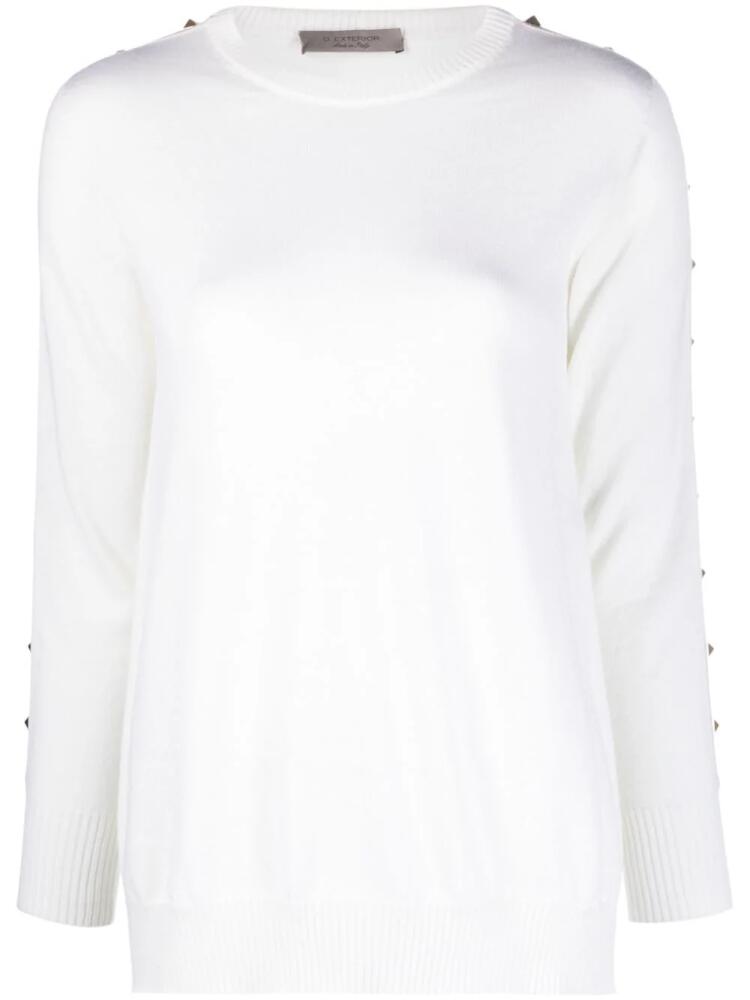 D.Exterior stud-embellished wool jumper - White Cover