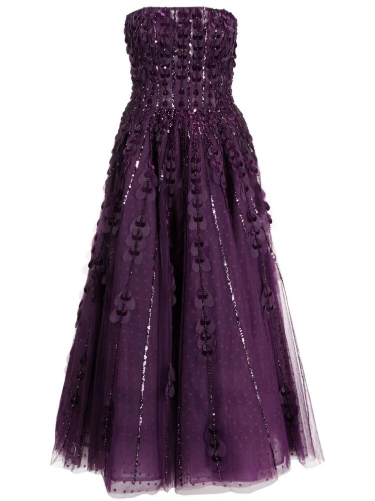 Saiid Kobeisy heart-appliqué beaded tulle dress - Purple Cover