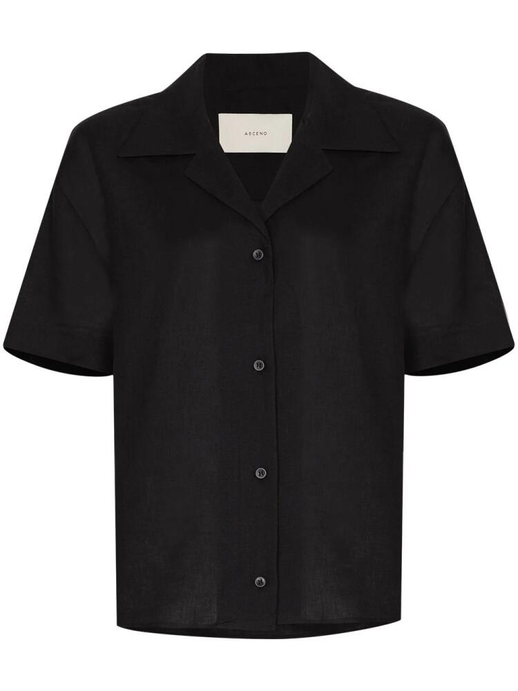 Asceno organic linen button-up shirt - Black Cover