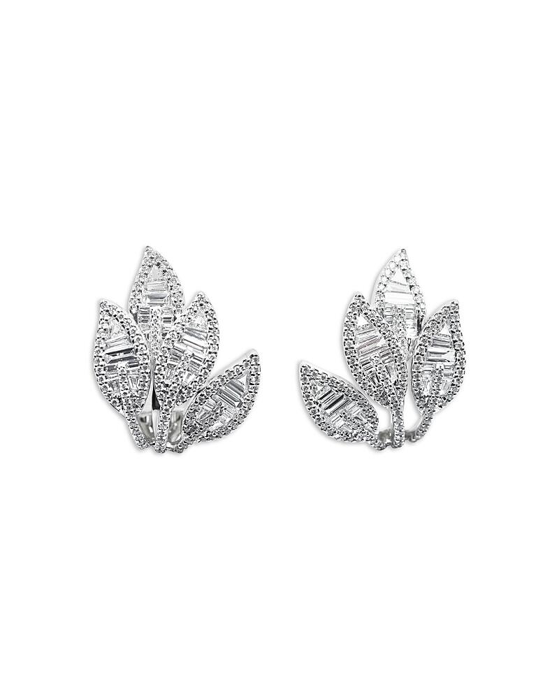 Zydo 18K White Gold Mosaic Diamond Leaf Cluster Stud Earrings Cover