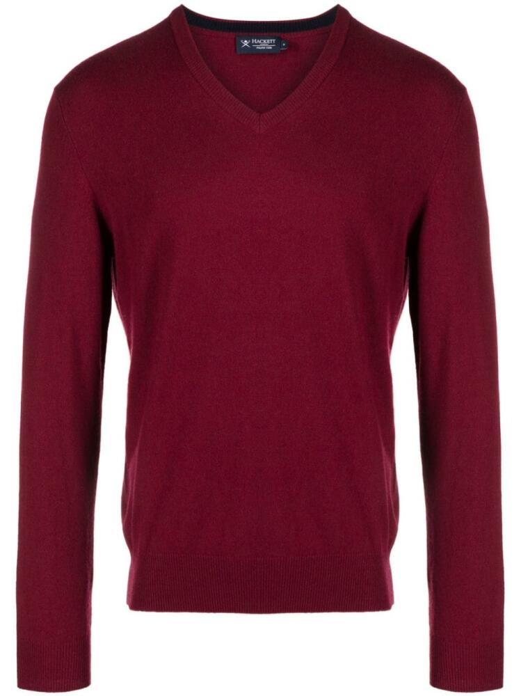 Hackett elbow-patches V-neck jumper - Purple Cover