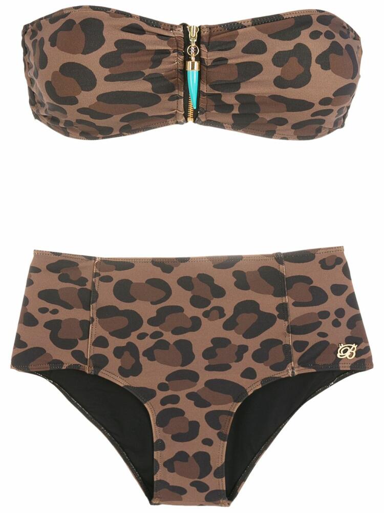 Brigitte leopard-print bandeau bikini set - Black Cover