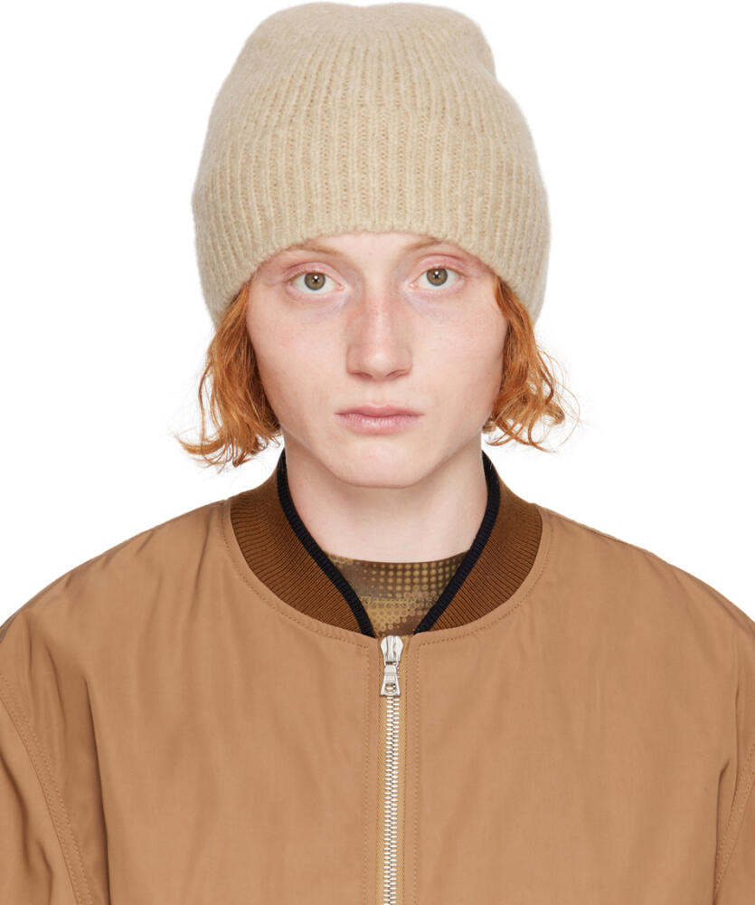 Dries Van Noten Beige Alpaca & Merino Wool Beanie Cover