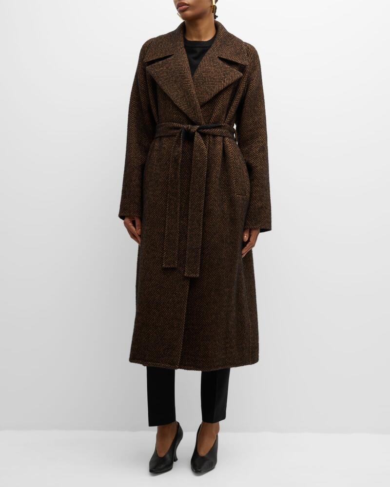 Lafayette 148 New York Chevron Alpaca Wool Coat Cover