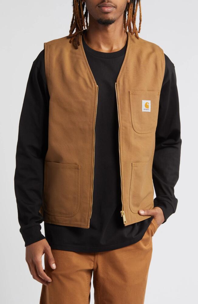 Carhartt Work In Progress Arbor Organic Cotton Zip Vest in Hamilton Brown Rigid Cover