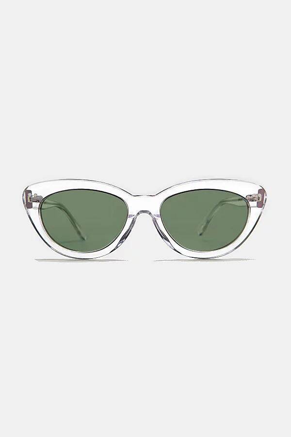 Sunglass Museum Frenchy Polarized Cat Eye Sunglasses in Clear/Green Cover