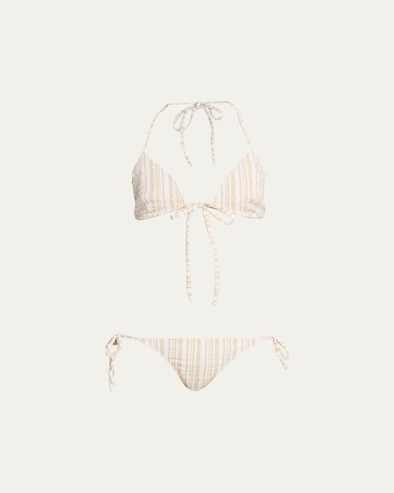 Lisa Marie Fernandez Striped Two-Piece Triangle Bikini Set Cover