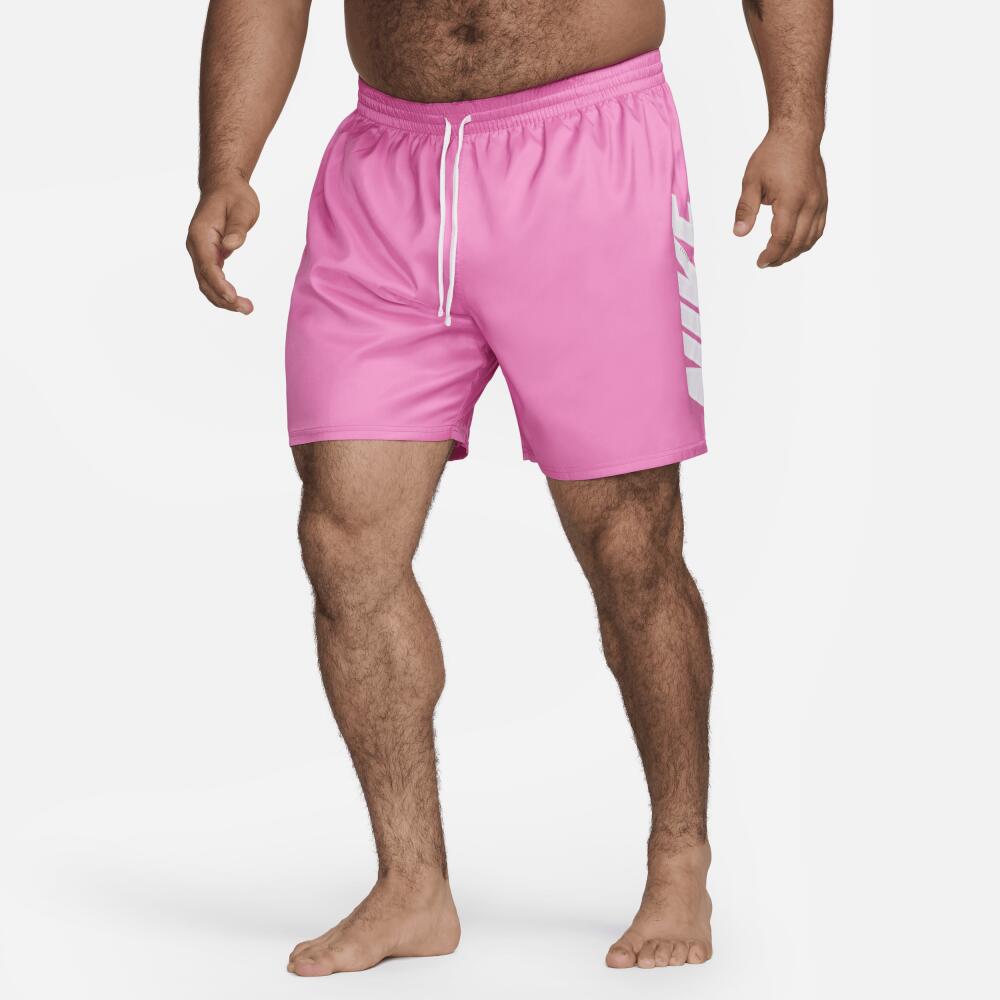 Nike Men's Swim Big Block 9" Volley Shorts (Extended Size) in Pink Cover