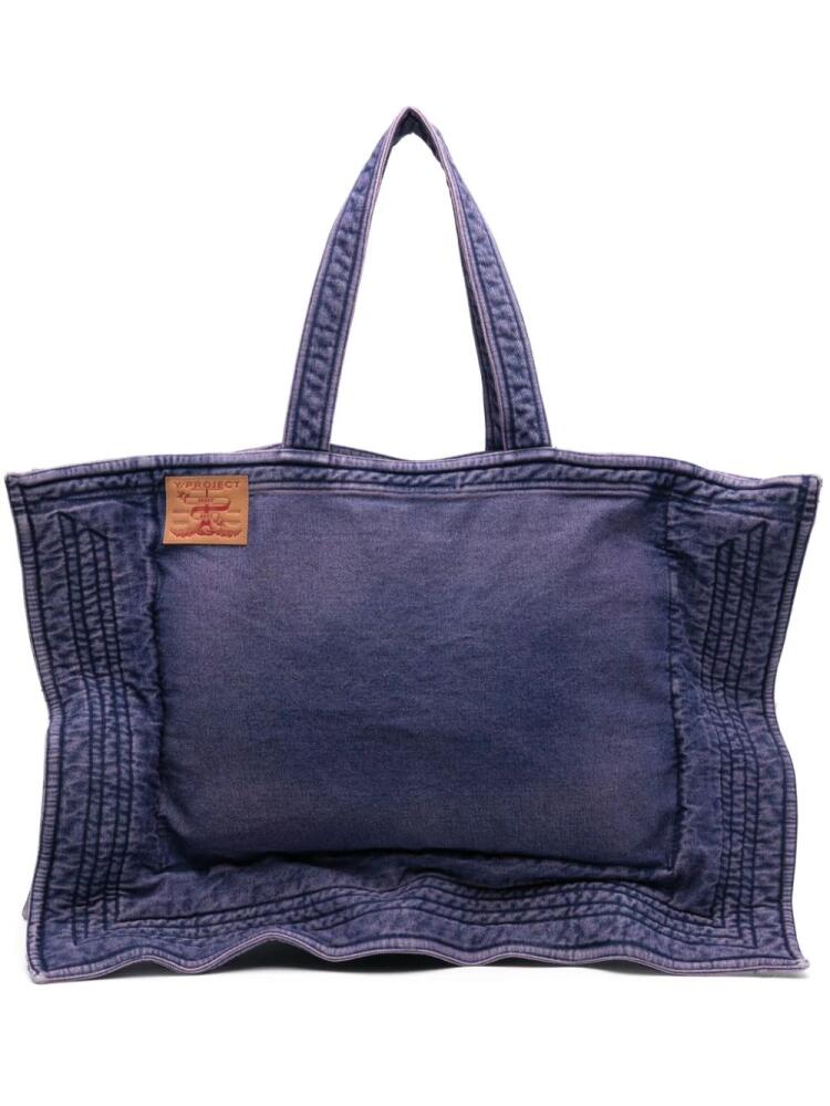 Y/Project large washed-denim tote bag - Purple Cover