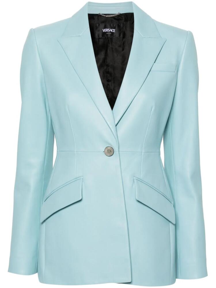 Versace single-breasted leather blazer - Blue Cover