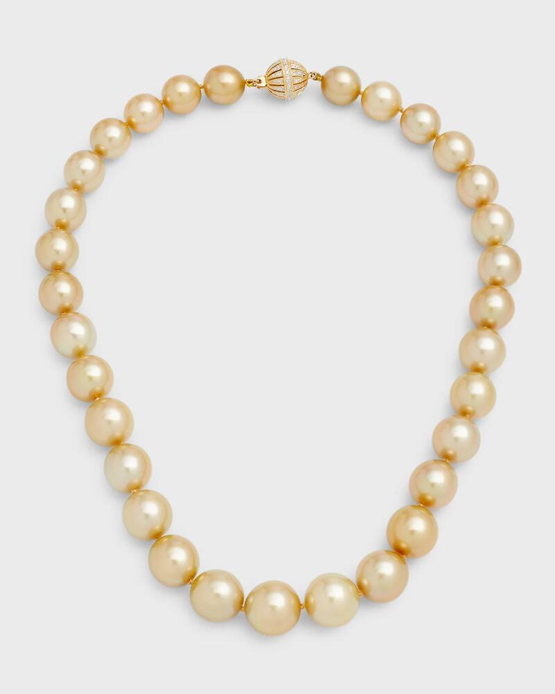 Belpearl 18K Yellow Gold Golden Pearl Necklace with Diamond Clasp, 18"L Cover