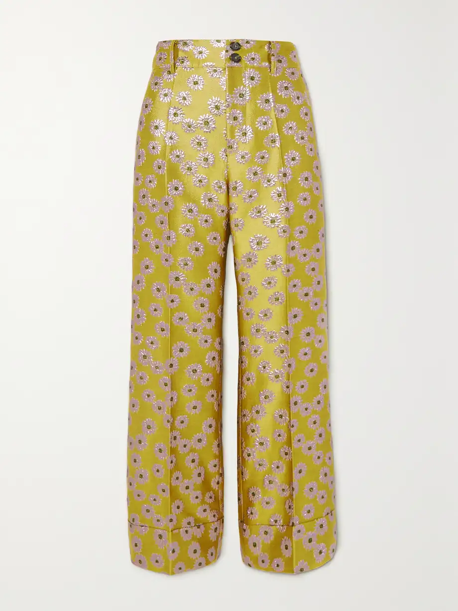 La DoubleJ - Hendrix Metallic Brocade Straight-leg Pants - Yellow Cover