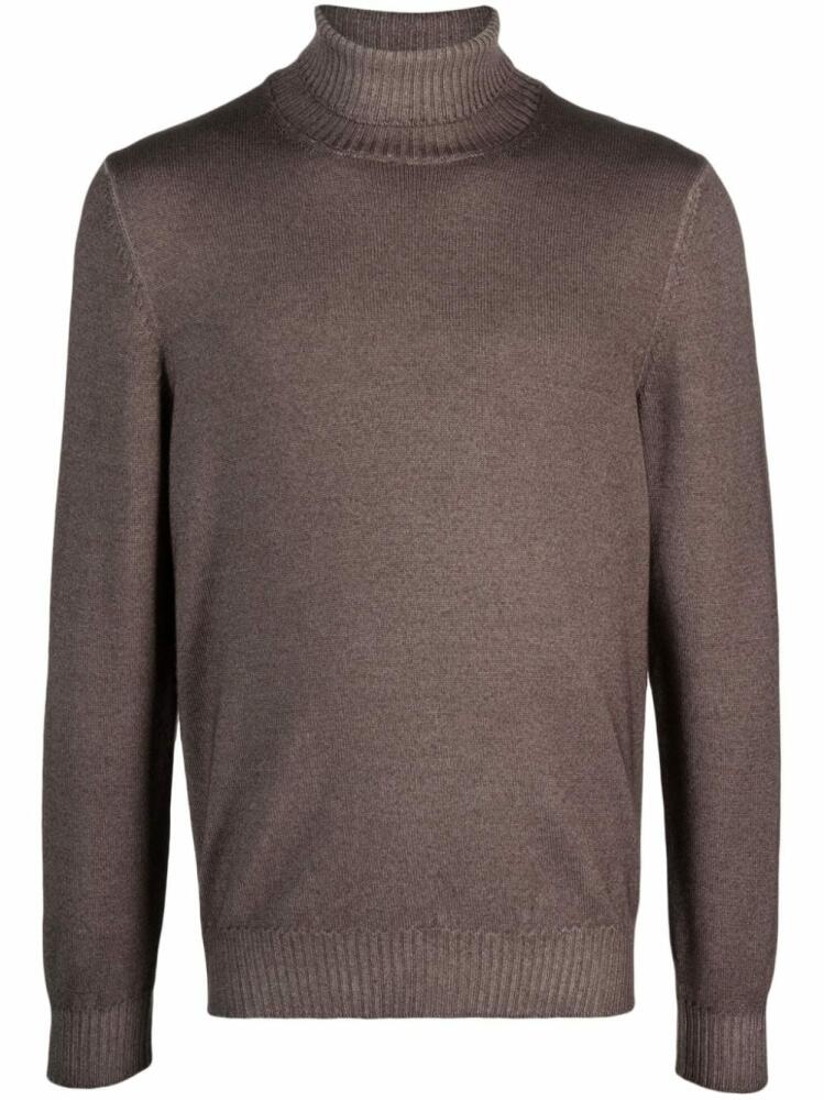 Barba roll-neck virgin wool jumper - Brown Cover