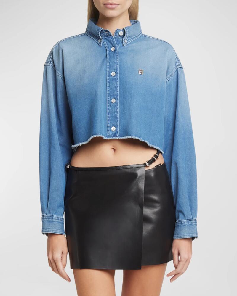 Givenchy Cropped Denim Button-Front Shirt Cover