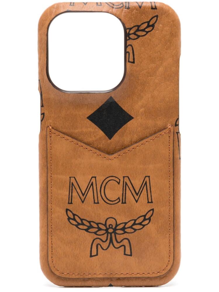 MCM Aren Visetos-print iPhone 15 Pro phone case - Brown Cover